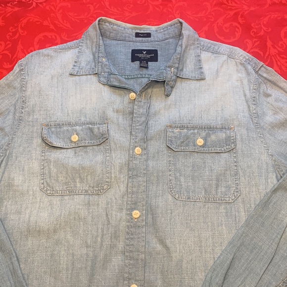 American Eagle Outfitters Prep Fit Button Down 100% Cotton Large Shirt - Picture 2 of 9